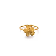 Women’s Open Rings For Flowers Featuring 18K Real Gold Plated Titanium Steel 5
