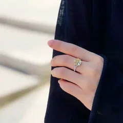 Women’s Open Ring Featuring Flower Pattern With Zircon Inlay, Electroplated Yellow Gold On Copper 2