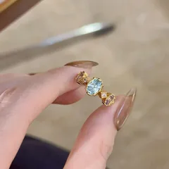 Women’s Open Ring In Gold Electroplated Copper With Zircon Inlay, Perfect For Spring 2