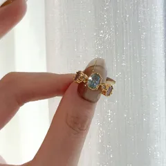 Women’s Open Ring In Gold Electroplated Copper With Zircon Inlay, Perfect For Spring 3