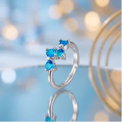 Women's Open Ring Featuring Bow Tie Design With Bezel Setting In Copper And Zircon, Simple Style 3