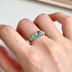 Women’s Open Ring With Flowers Pattern, Electroplated Copper Featuring Zircon Inlay In Silver 2
