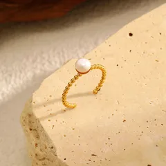 Women’s Open Ring In 316L Stainless Steel With 18K Real Gold PVD Coating, Simple Style Gold Ring