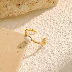 Women’s Open Ring In 316L Stainless Steel With 18K Real Gold PVD Coating, Simple Style Gold Ring 3
