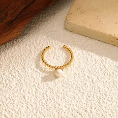 Women’s Open Ring In 316L Stainless Steel With 18K Real Gold PVD Coating, Simple Style Gold Ring 4
