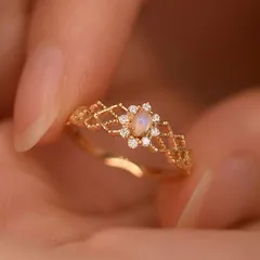 Women’s Open Rings Featuring Flowers Design In Electroplated Copper With Zircon Inlay, Perfect For Spring