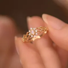 Women’s Open Rings Featuring Flowers Design In Electroplated Copper With Zircon Inlay, Perfect For Spring 3