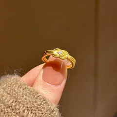 Women’s Open Rings Featuring Knot Design In Gold Electroplated Copper With Zircon Inlay 2