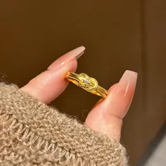 Women’s Open Rings Featuring Knot Design In Gold Electroplated Copper With Zircon Inlay 3