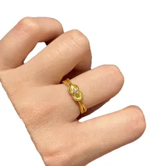 Women’s Open Rings Featuring Knot Design In Gold Electroplated Copper With Zircon Inlay 5