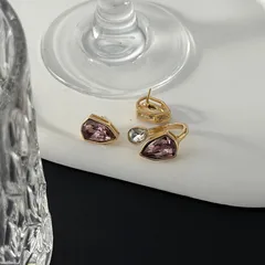 Luxurious Women’s Open Rings For Water Droplets Featuring Gold Electroplated Zinc Alloy With Rhinestones Inlay 4