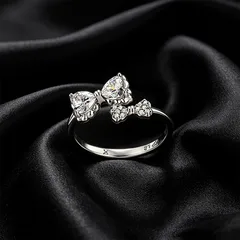 XUPING Women’s Platinum Plated Bow Tie Ring For Elegant Style Featuring 0.01µm Thick Coating And Zirconia Inlay, 1 Piece