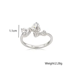 XUPING Women’s Platinum Plated Bow Tie Ring For Elegant Style Featuring 0.01µm Thick Coating And Zirconia Inlay, 1 Piece 2