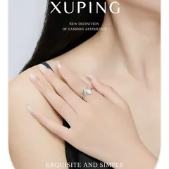 XUPING Women’s Platinum Plated Leaf Ring For Women Featuring Zirconia Inlay With 0.01µm Coating Thickness, 1 Piece 3