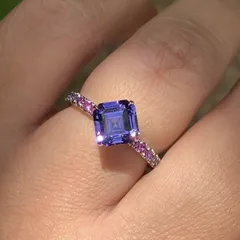 Women’s Purple Square Ring Featuring Electroplated Artificial Crystal Material With Artificial Crystal Inlay