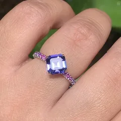Women’s Purple Square Ring Featuring Electroplated Artificial Crystal Material With Artificial Crystal Inlay 2