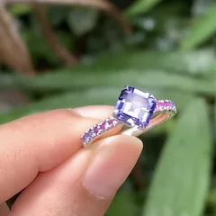 Women’s Purple Square Ring Featuring Electroplated Artificial Crystal Material With Artificial Crystal Inlay 3