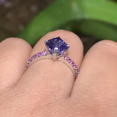 Women’s Purple Square Ring Featuring Electroplated Artificial Crystal Material With Artificial Crystal Inlay 4