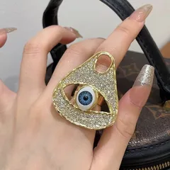 Devil's Eye Women's Ring With Rhinestone Inlay In Gold, Featuring An Exaggerated Style 2