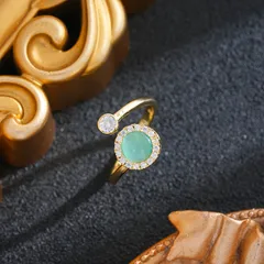 Women’s Rotatable Horse Eye Fidget Ring In Titanium Steel With 18K Real Gold Plated PVD Coating And Cat's Eye Stone Inlay 2