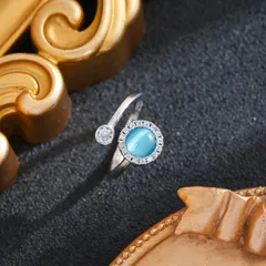 Women’s Rotatable Horse Eye Fidget Ring In Titanium Steel With 18K Real Gold Plated PVD Coating And Cat's Eye Stone Inlay 4