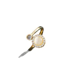 Women’s Rotatable Horse Eye Fidget Ring In Titanium Steel With 18K Real Gold Plated PVD Coating And Cat's Eye Stone Inlay 5