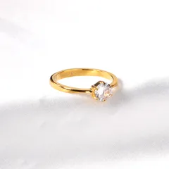 Round Women’s Gold Metal Ring For Elegant Style Featuring Electroplated Golden Plated Finish With Rhinestones Inlay 3