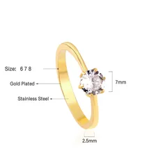 Round Women’s Gold Metal Ring For Elegant Style Featuring Electroplated Golden Plated Finish With Rhinestones Inlay 5