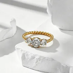 Round Women’s Metal Ring For Everyday Wear Featuring Electroplated 18K Real Gold Plated Finish With Zircon Inlay 2