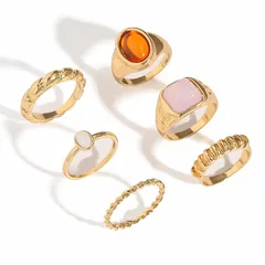 Round Women’s Ring For Everyday Wear, 304 Stainless Steel With 18K Real Gold Plated Finish And Zircon Inlay, Waterproof Non Tarnish 5