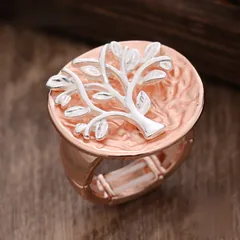 Life Tree Ring For Women In Silver Zinc Alloy Featuring Electroplated Finish 3