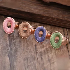Donuts For Women Simple Style Rings In Blue Zinc Alloy Featuring Enamel Craft