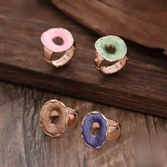 Donuts For Women Simple Style Rings In Blue Zinc Alloy Featuring Enamel Craft 2