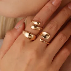 For Women Simple Style Irregular Open Rings In Gold Alloy Featuring Electroplated Finish