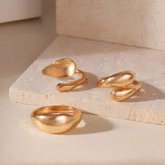 For Women Simple Style Irregular Open Rings In Gold Alloy Featuring Electroplated Finish 2