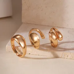 For Women Simple Style Irregular Open Rings In Gold Alloy Featuring Electroplated Finish 4
