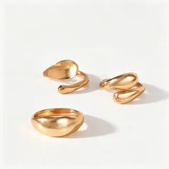 For Women Simple Style Irregular Open Rings In Gold Alloy Featuring Electroplated Finish 5