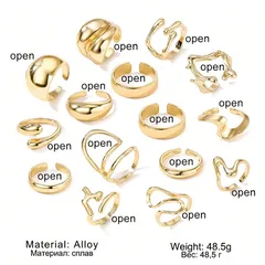 For Women Simple Style Irregular Open Rings In Gold Metal 3
