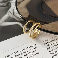 For Women 2 Pieces Set Simple Style Shell Rings With Zircon Inlay 2