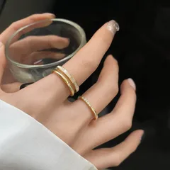For Women 2 Pieces Set Simple Style Shell Rings With Zircon Inlay 3