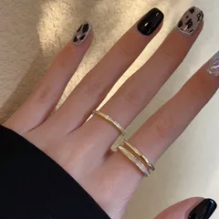 For Women 2 Pieces Set Simple Style Shell Rings With Zircon Inlay 4