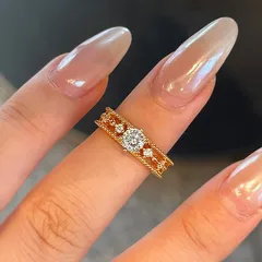 Women’s Snowflake Ring In Gold Electroplated Copper With Rhinestone Inlay, Elegant Winter Jewelry 3