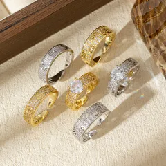 Women’s Spiral Stripe Open Rings In Electroplated Copper With Zircon Inlay, Perfect For Daily Wear