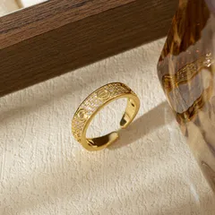 Women’s Spiral Stripe Open Rings In Electroplated Copper With Zircon Inlay, Perfect For Daily Wear 2