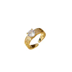 Women’s Spiral Stripe Open Rings In Electroplated Copper With Zircon Inlay, Perfect For Daily Wear 5