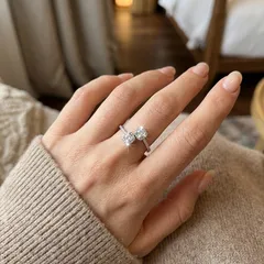 Women’s Star Open Ring With Bezel Setting, White K Plated Copper Alloy Featuring Zircon Inlay And Water Plating 5