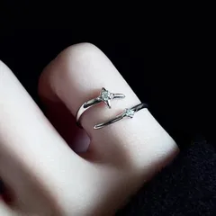 Women’s Star Open Rings In Copper With Electroplated Gold Plating Featuring Zircon Inlay, Perfect For Daily Wear 3