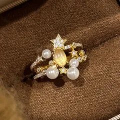 Women’s Rings Featuring Star Pattern With Imitation Pearl Setting And Material 2