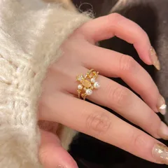 Women’s Rings Featuring Star Pattern With Imitation Pearl Setting And Material 3