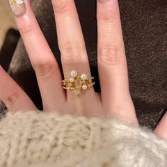 Women’s Rings Featuring Star Pattern With Imitation Pearl Setting And Material 4